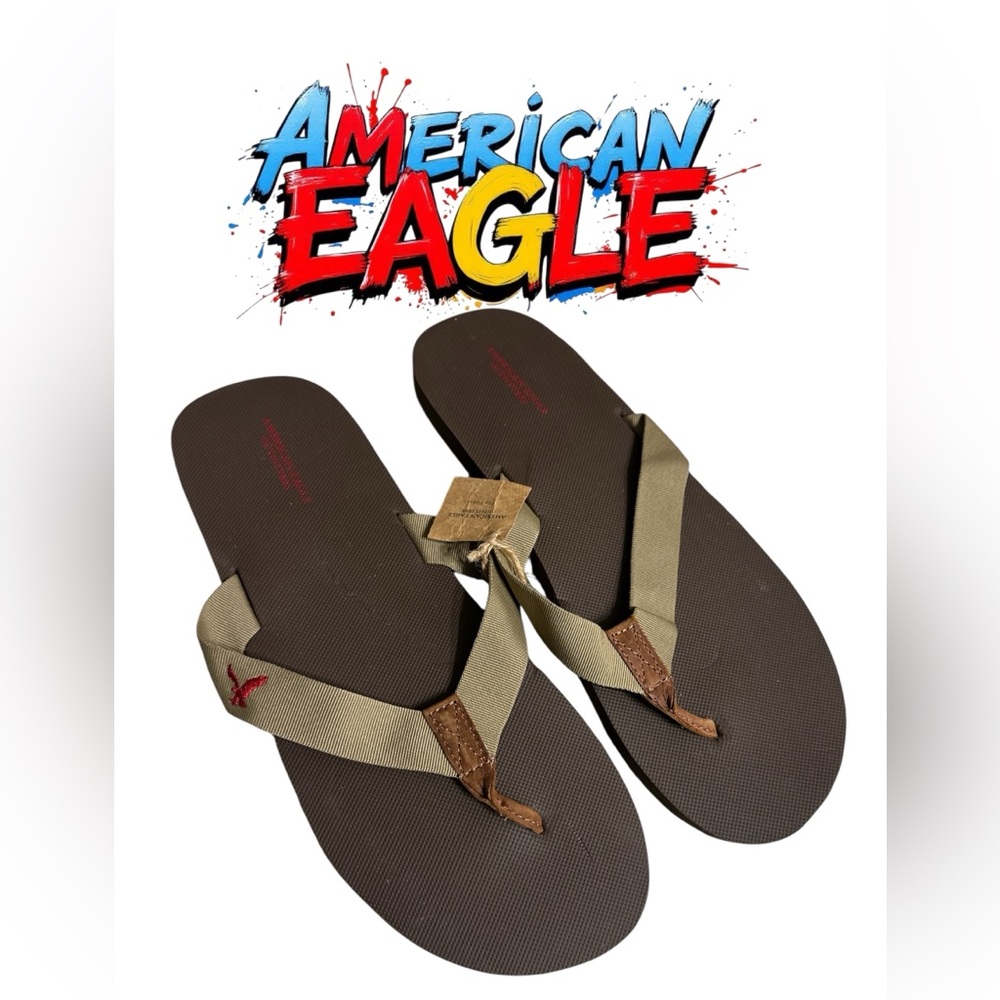 American Eagle Outfitters Brown and Tan Flip-Flops